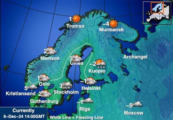 svalbard Sääennuste lämpötila kartalla 