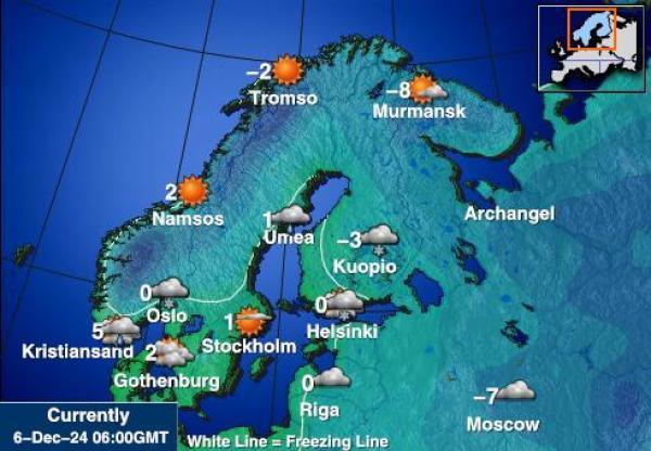 svalbard Sääennuste lämpötila kartalla 