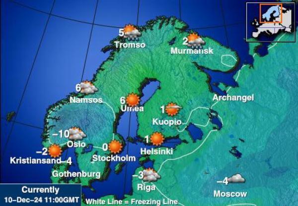 svalbard Sääennuste lämpötila kartalla 