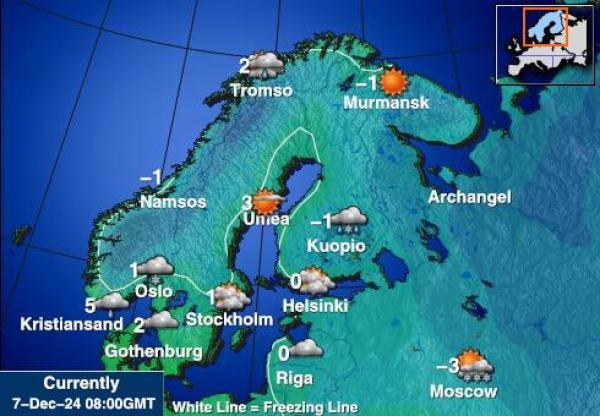 svalbard Sääennuste lämpötila kartalla 