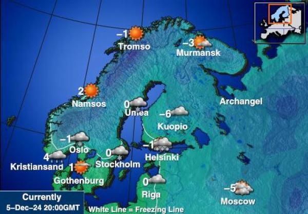 svalbard Sääennuste lämpötila kartalla 