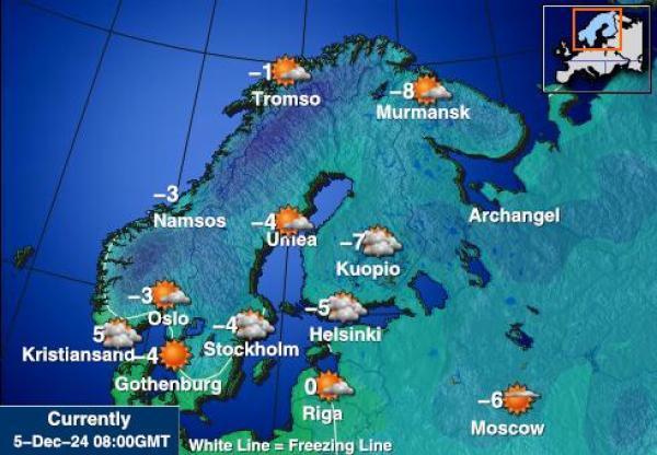 svalbard Sääennuste lämpötila kartalla 