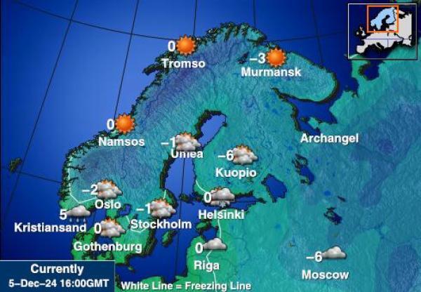 svalbard Sääennuste lämpötila kartalla 