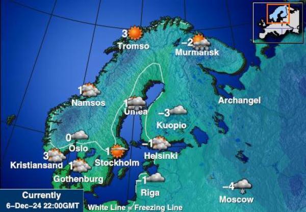 Ruotsi Sääennuste lämpötila kartalla 