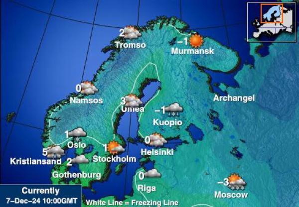 Ruotsi Sääennuste lämpötila kartalla 