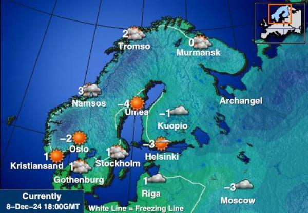 Ruotsi Sääennuste lämpötila kartalla 