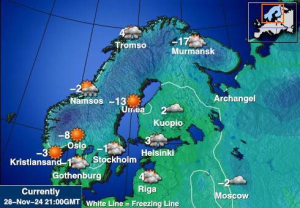 Zweden Weersverwachting Temperatuur Kaart 