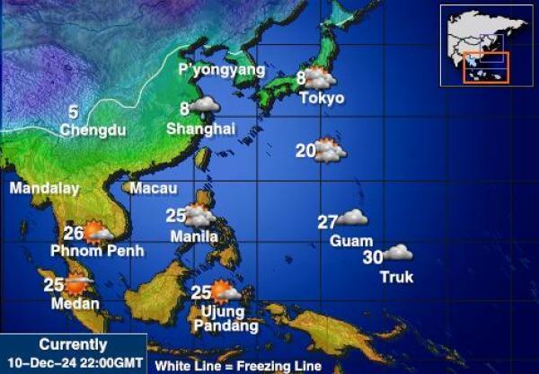 Taiwan Sääennuste lämpötila kartalla 