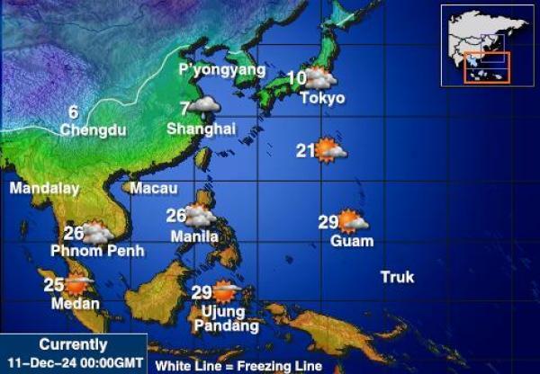 Taiwan Sääennuste lämpötila kartalla 