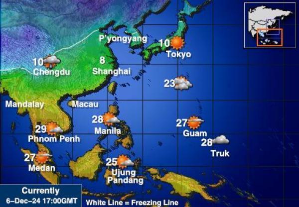 Taiwan Sääennuste lämpötila kartalla 