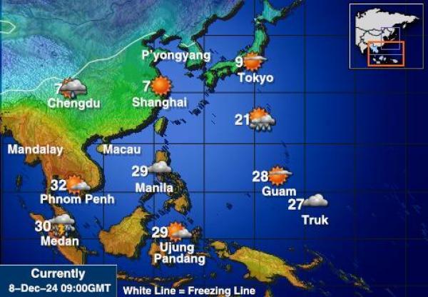 Taiwan Sääennuste lämpötila kartalla 