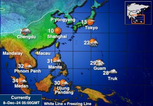 Taiwan Sääennuste lämpötila kartalla 