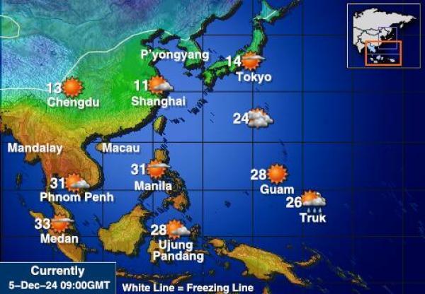 Taiwan Sääennuste lämpötila kartalla 