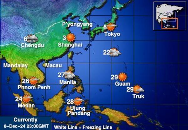 Taiwan Sääennuste lämpötila kartalla 