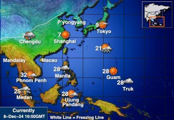 Taiwan Sääennuste lämpötila kartalla 