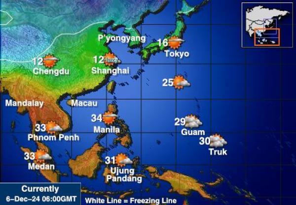 Taiwan Sääennuste lämpötila kartalla 