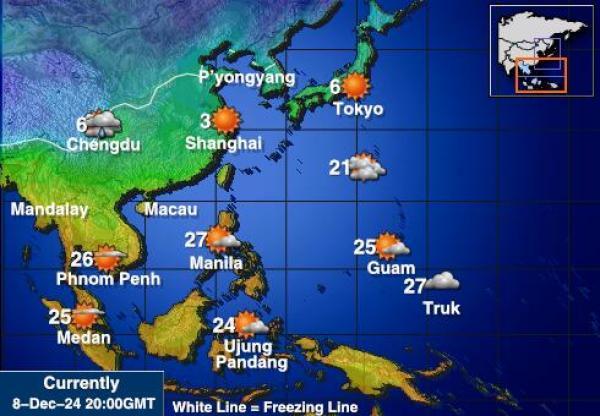 Taiwan Sääennuste lämpötila kartalla 