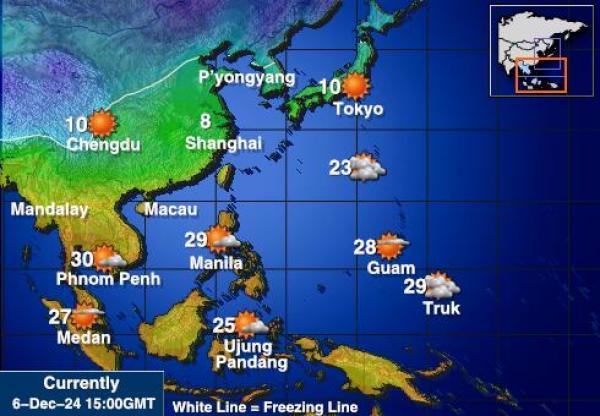 Taiwan Sääennuste lämpötila kartalla 