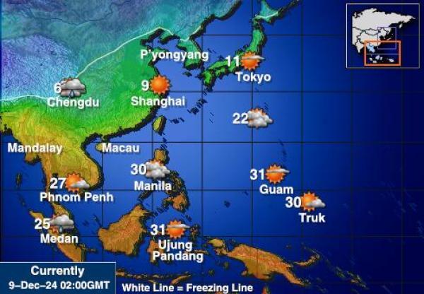 Taiwan Sääennuste lämpötila kartalla 