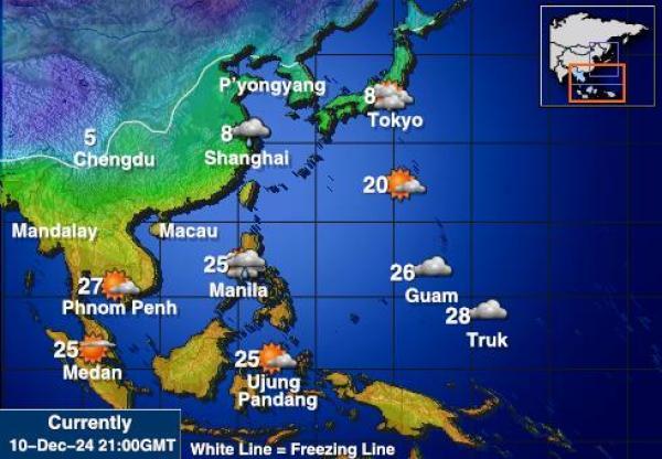 Taiwan Sääennuste lämpötila kartalla 