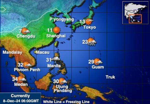 Taiwan Sääennuste lämpötila kartalla 