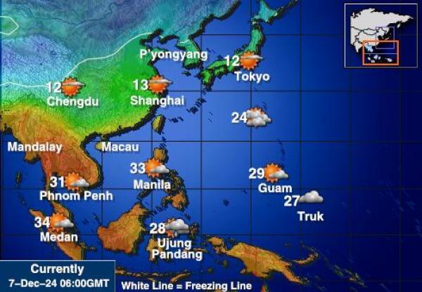 Taiwan Sääennuste lämpötila kartalla 