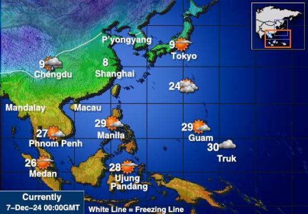 Taiwan Sääennuste lämpötila kartalla 