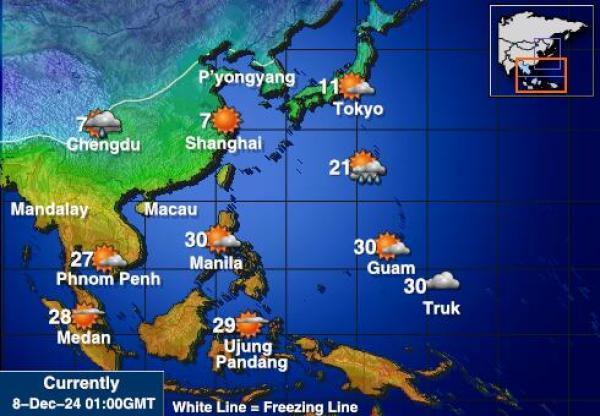 Taiwan Sääennuste lämpötila kartalla 