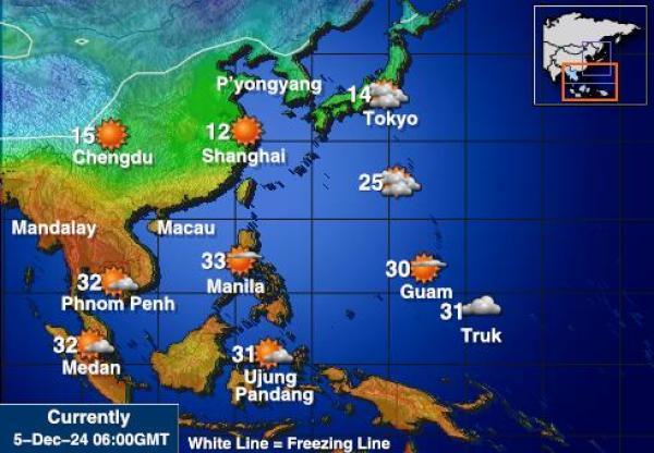 Taiwan Sääennuste lämpötila kartalla 