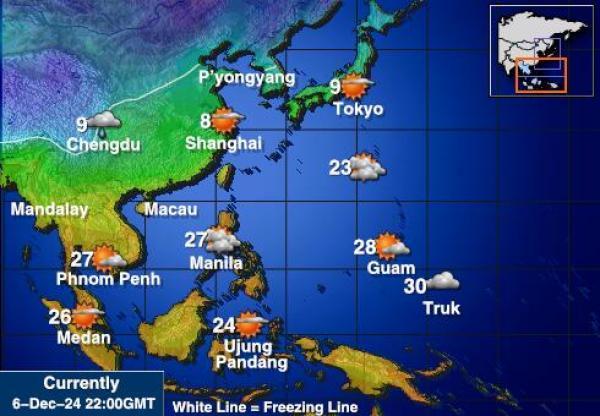 Taiwan Sääennuste lämpötila kartalla 