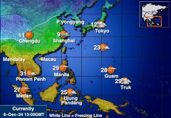 Taiwan Sääennuste lämpötila kartalla 