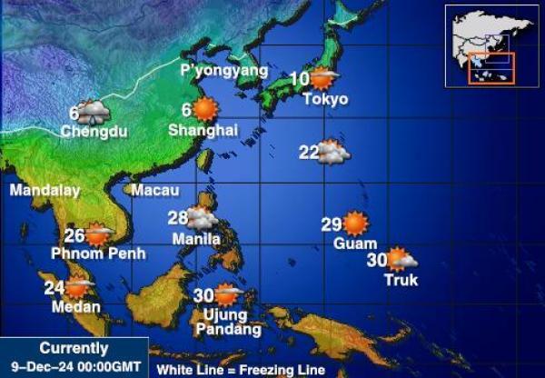 Taiwan Sääennuste lämpötila kartalla 