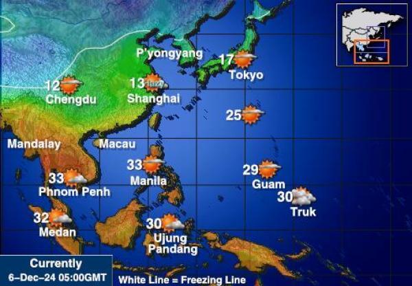 Taiwan Sääennuste lämpötila kartalla 