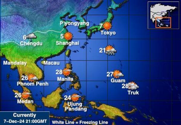 Taiwan Sääennuste lämpötila kartalla 