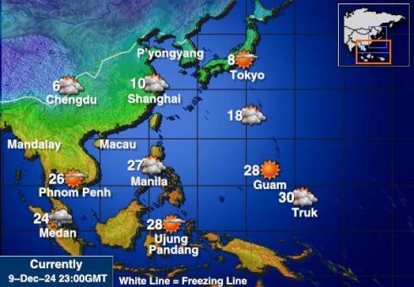 Taiwan Sääennuste lämpötila kartalla 