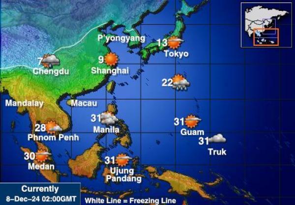 Taiwan Sääennuste lämpötila kartalla 