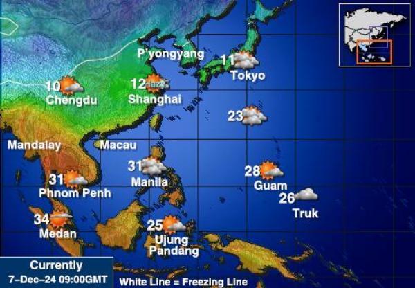 Taiwan Sääennuste lämpötila kartalla 