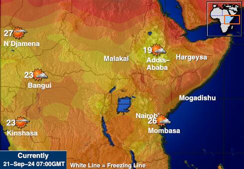 Tanzania Mapa del tiempo la temperatura de previsión 