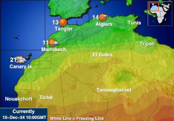 Tunisia Sääennuste lämpötila kartalla 