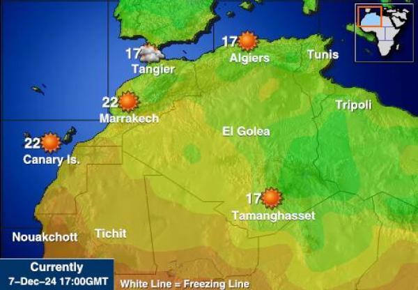 Tunisia Sääennuste lämpötila kartalla 