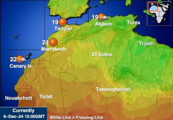 Tunisia Sääennuste lämpötila kartalla 