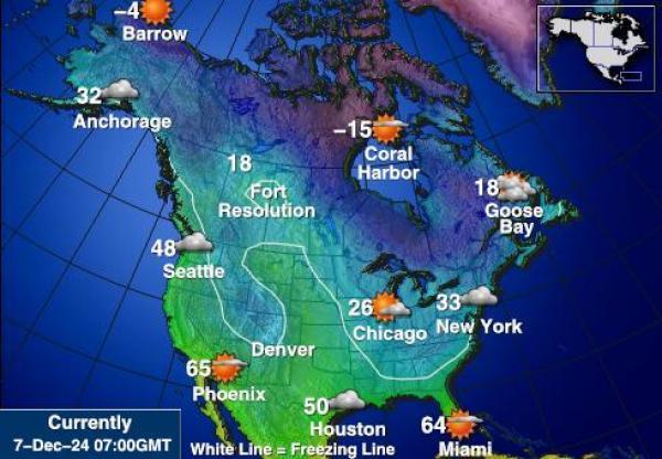 USA Alaska Sääennuste lämpötila kartalla 