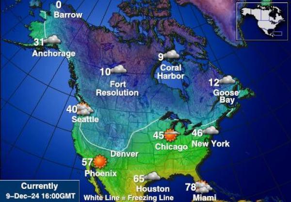 USA Alaska Sääennuste lämpötila kartalla 