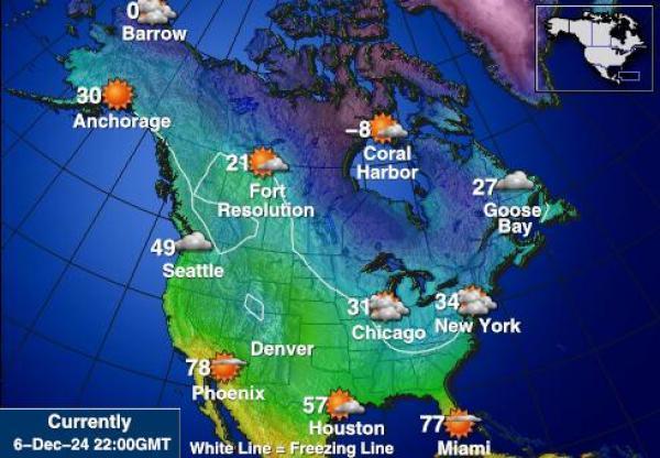 USA Alaska Sääennuste lämpötila kartalla 