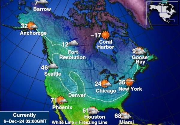 USA Alaska Sääennuste lämpötila kartalla 