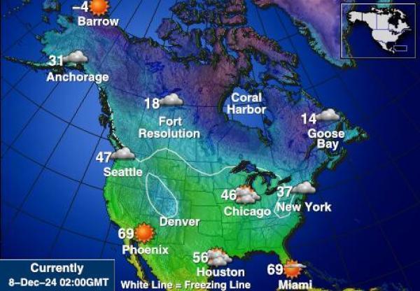 USA Alaska Sääennuste lämpötila kartalla 