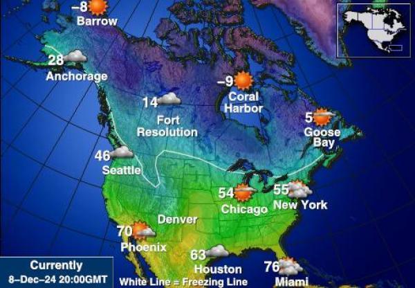 USA Alaska Sääennuste lämpötila kartalla 