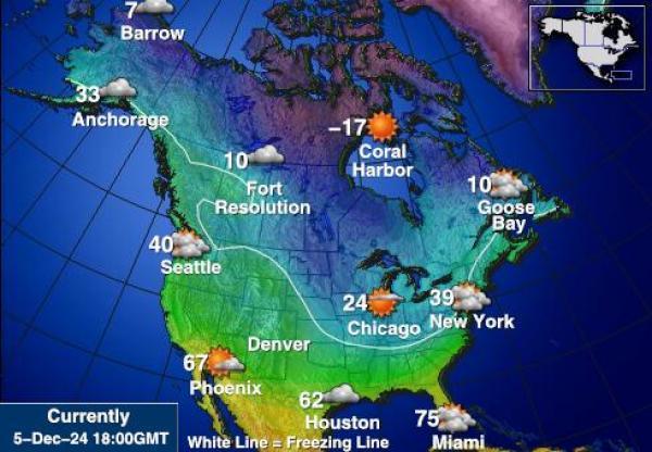 USA Alaska Sääennuste lämpötila kartalla 