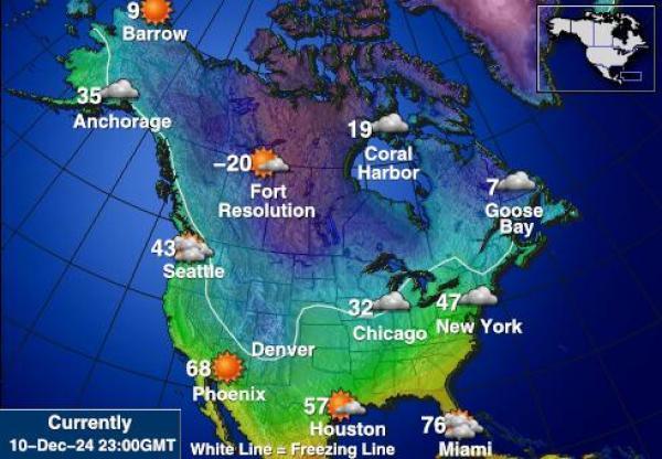 USA Alaska Sääennuste lämpötila kartalla 