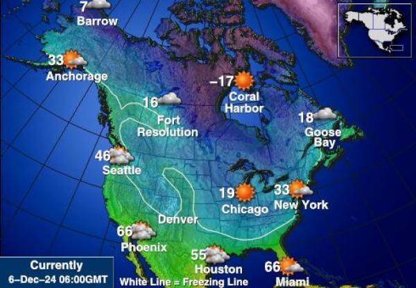 USA Alaska Sääennuste lämpötila kartalla 